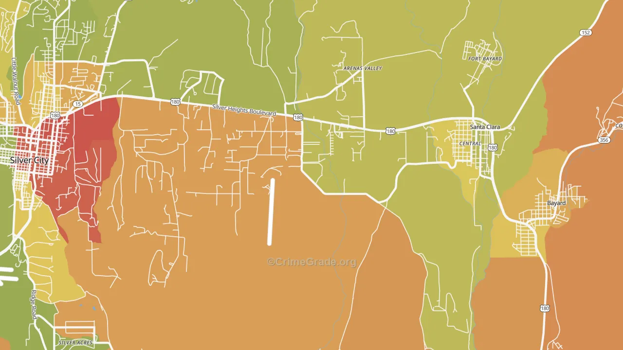 Arenas Valley, NM Map of Burglary Rates