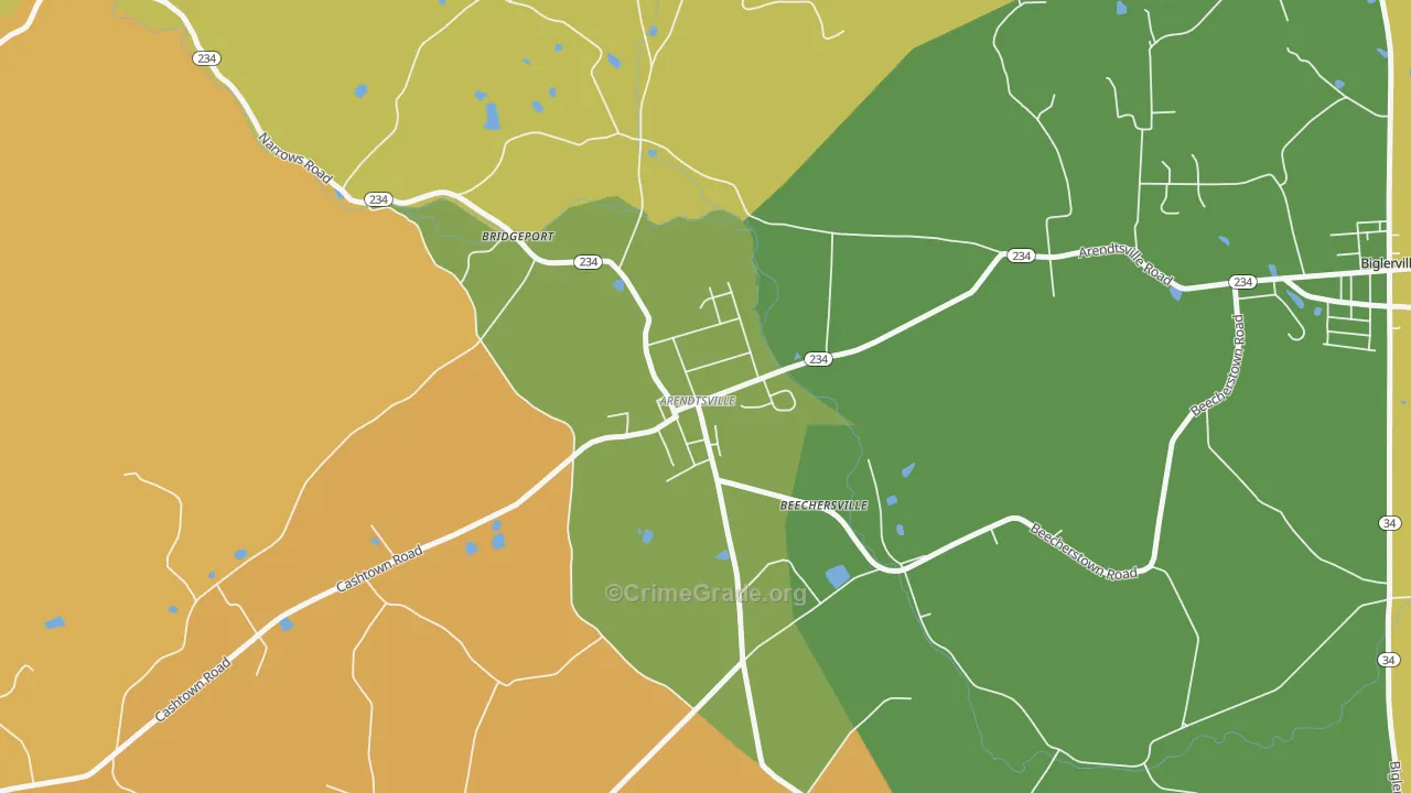 Arendtsville, PA Map of Burglary Rates