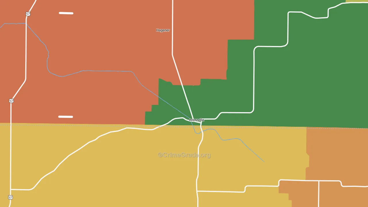 Arenzville, IL Map of Burglary Rates