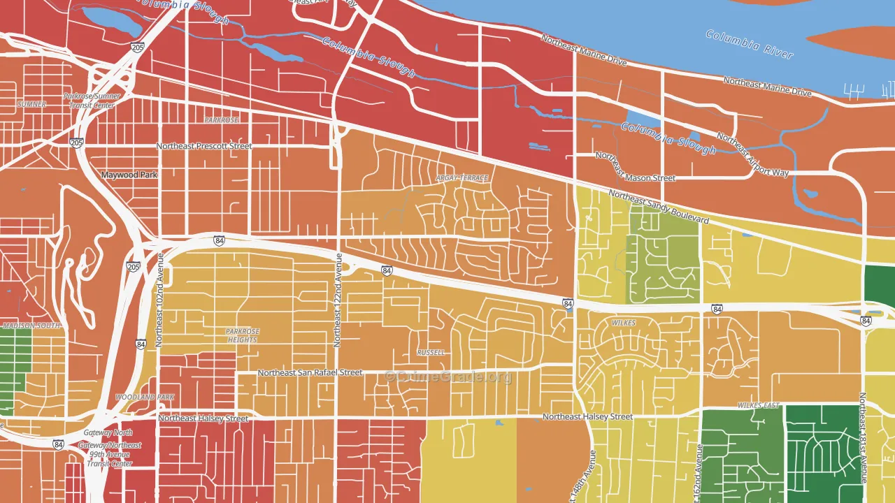 Argay, Portland, OR Map of Burglary Rates