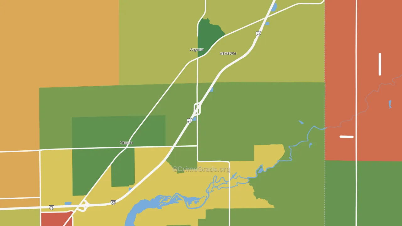 Argenta, IL Map of Burglary Rates