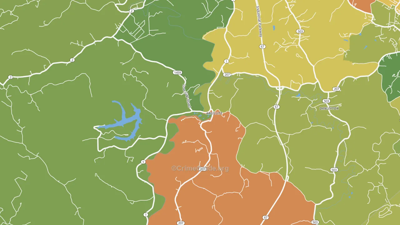 Argillite, KY Map of Burglary Rates