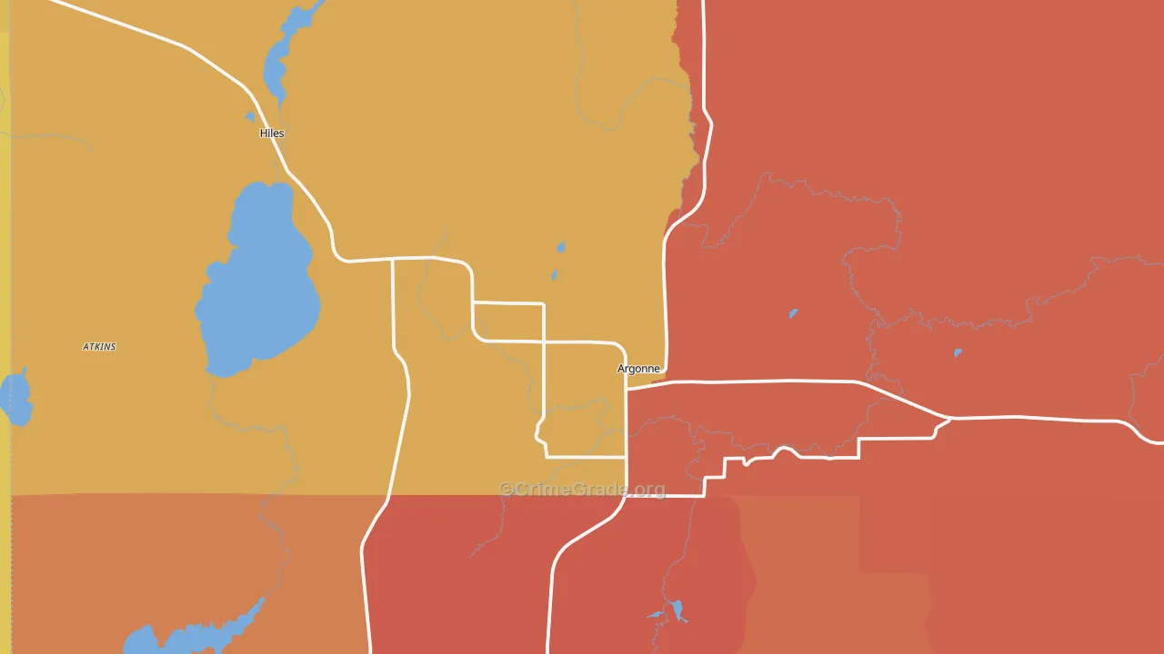 Argonne, WI Map of Burglary Rates