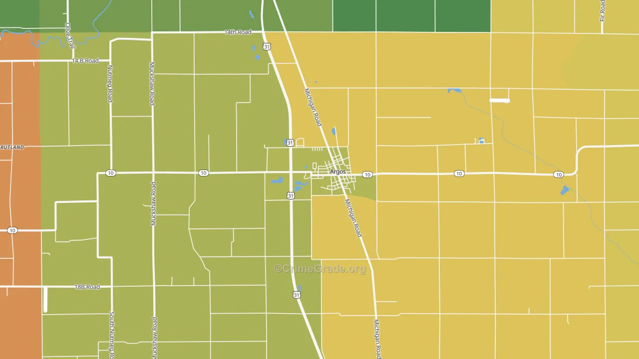 Argos, IN Map of Burglary Rates