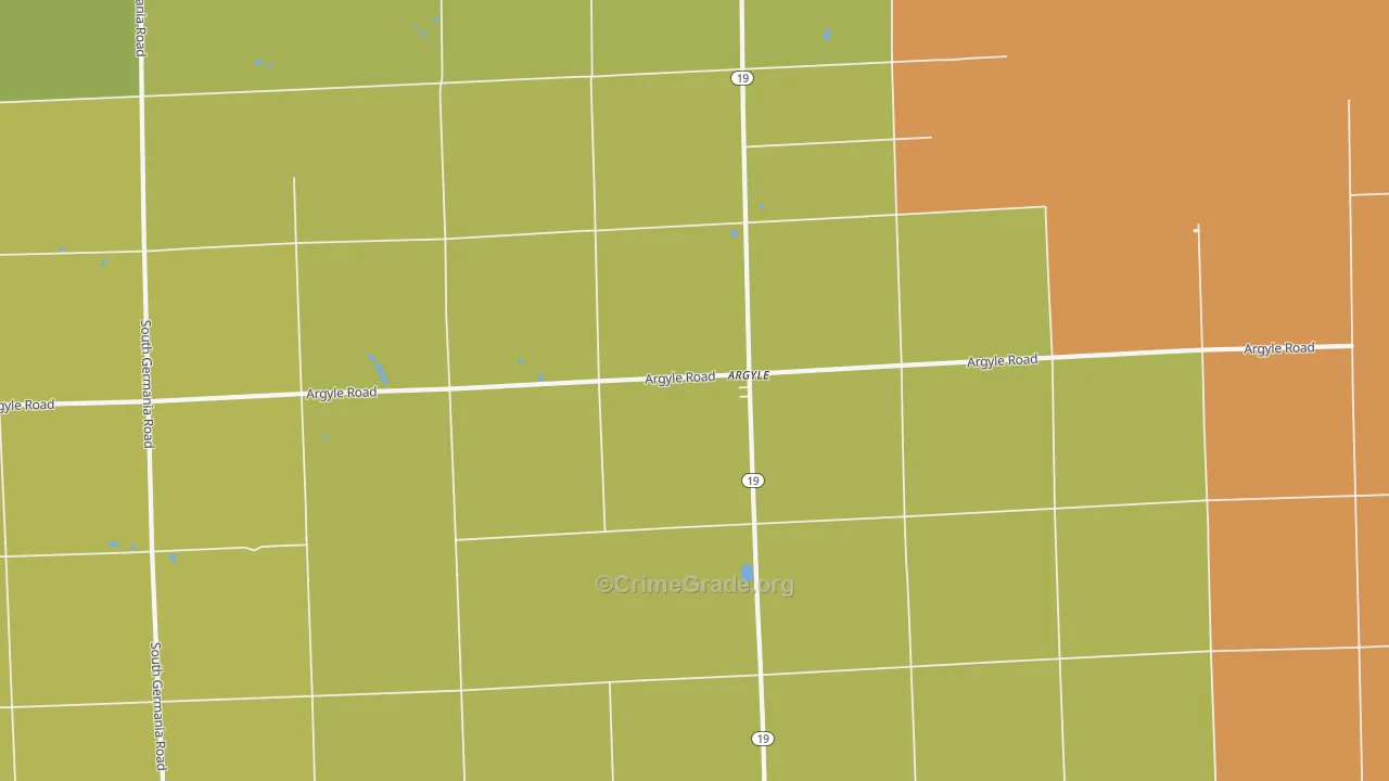 Argyle, MI Map of Burglary Rates
