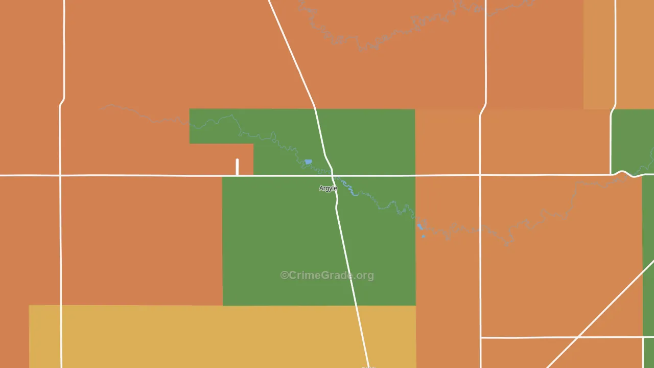 Argyle, MN Map of Burglary Rates