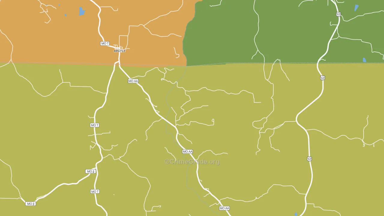 Argyle, MO Map of Burglary Rates