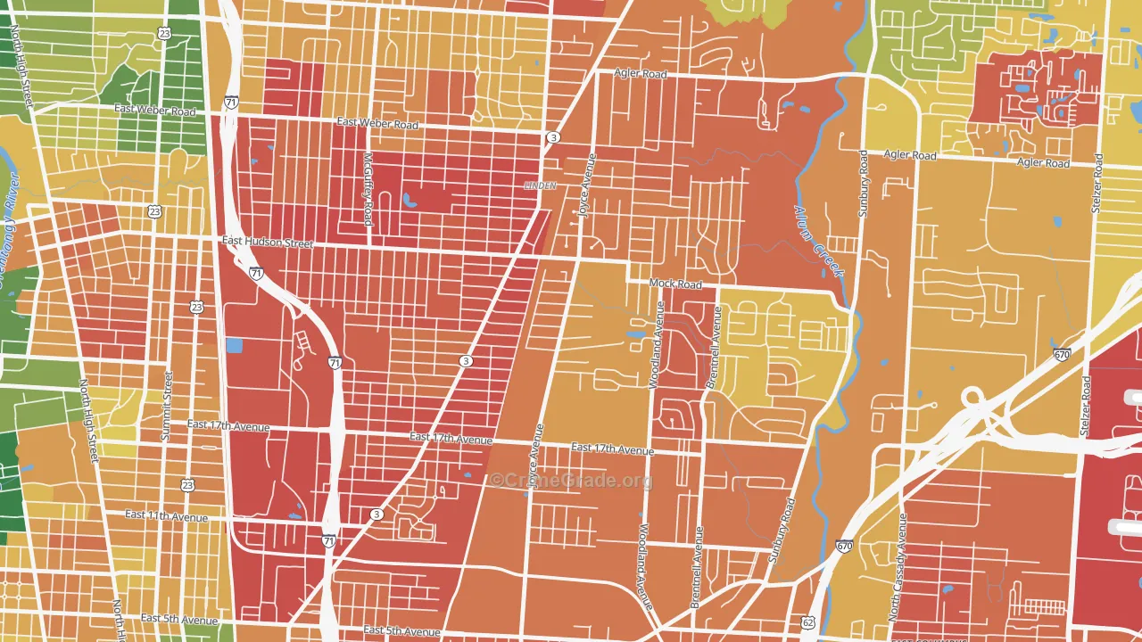 Argyle Park, Columbus, OH Map of Burglary Rates