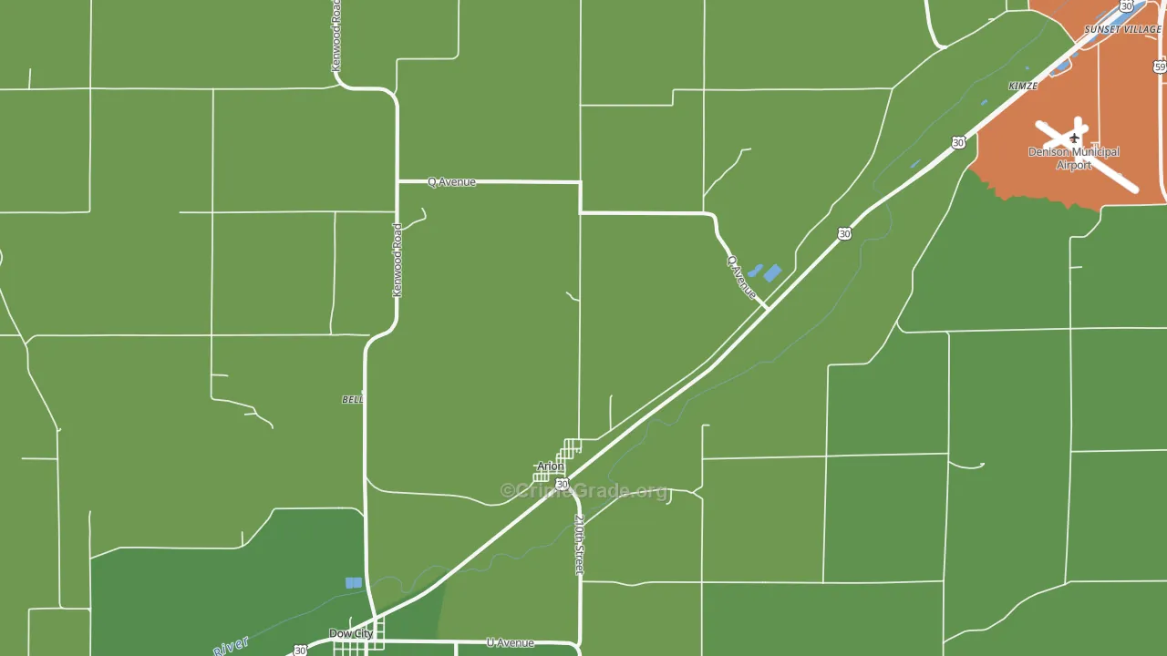 Arion, IA Map of Burglary Rates