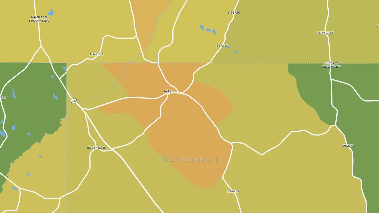 Ariton, AL Map of Burglary Rates