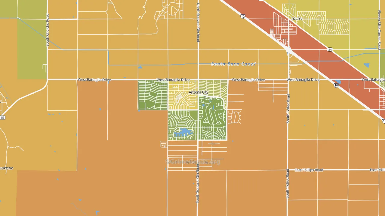 Arizona City, AZ Map of Burglary Rates