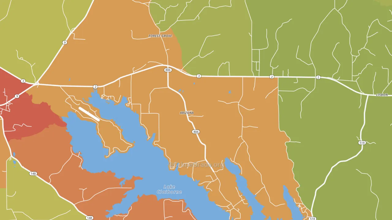 Arizona, LA Map of Burglary Rates
