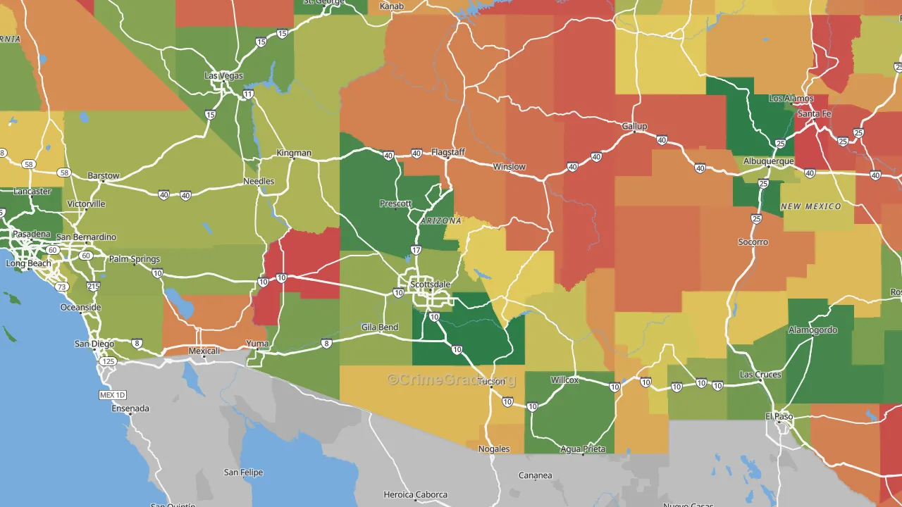 Arizona Map of Burglary Rates
