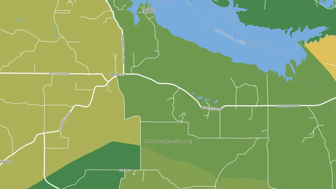 Arkabutla, MS Map of Burglary Rates