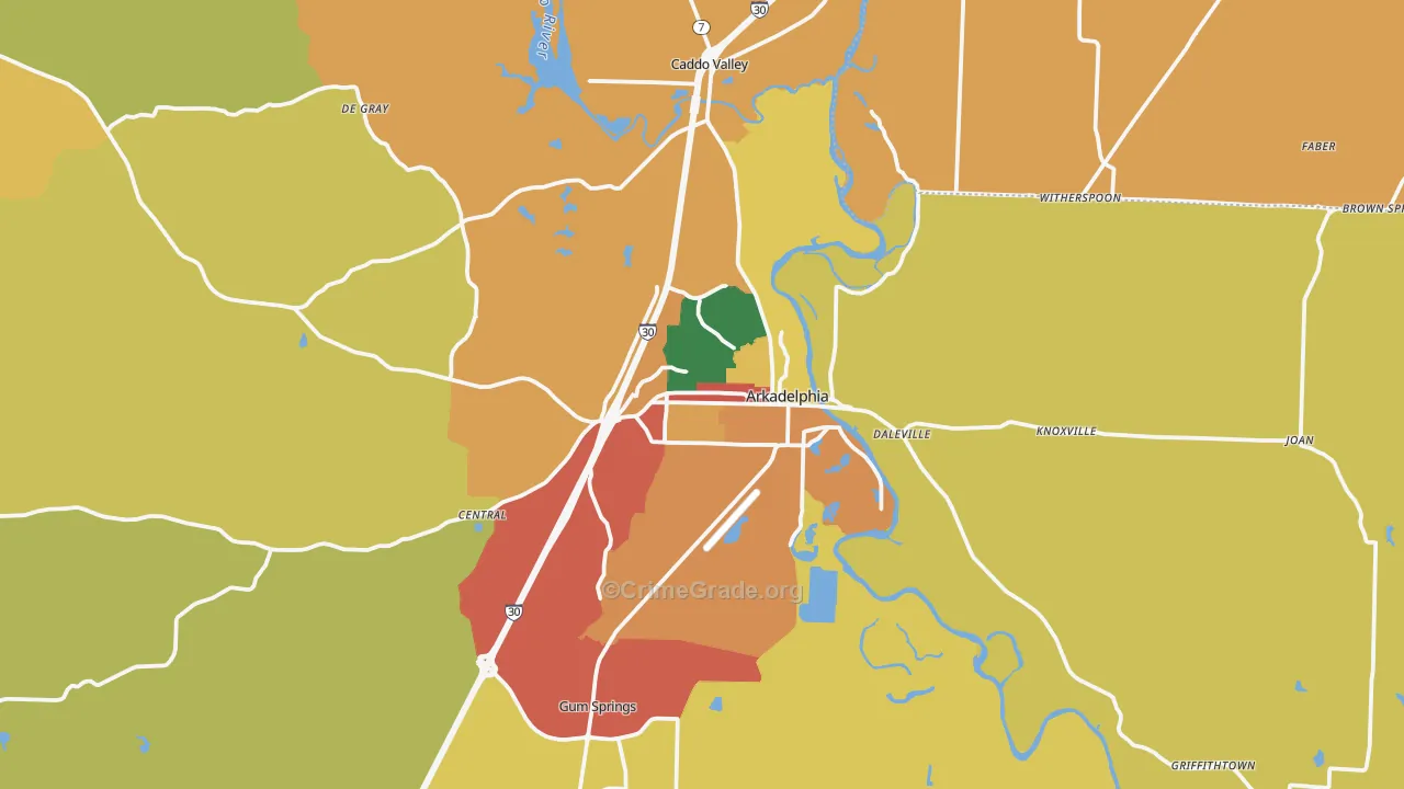 Arkadelphia, AR Map of Burglary Rates