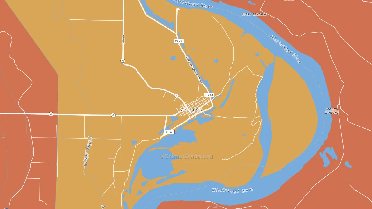 Arkansas City, AR Map of Burglary Rates