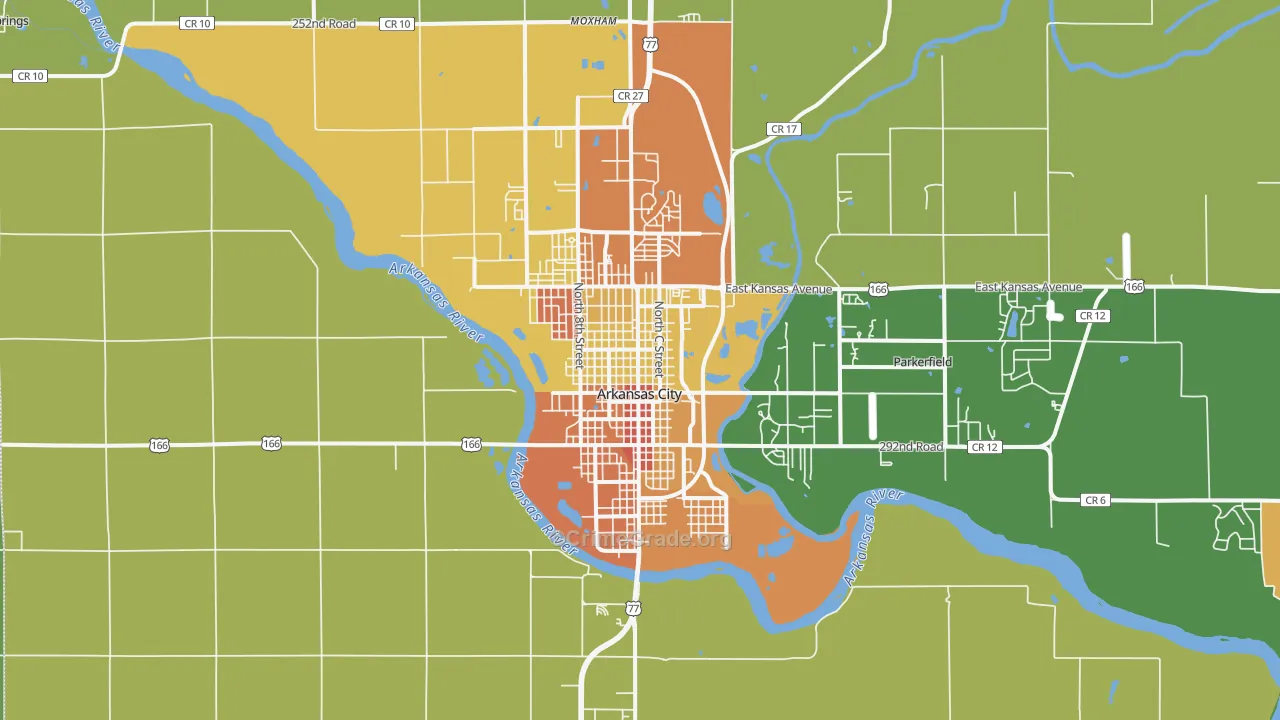 Arkansas City, KS Map of Burglary Rates