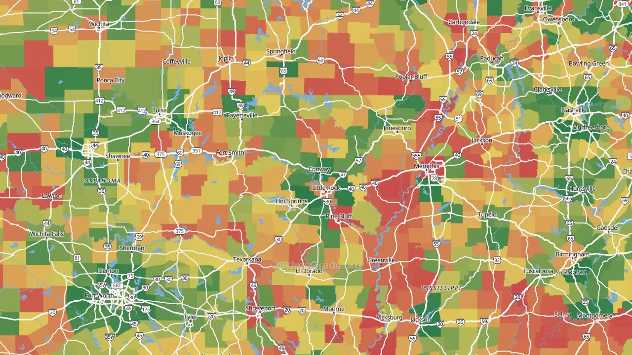 Arkansas Map of Burglary Rates