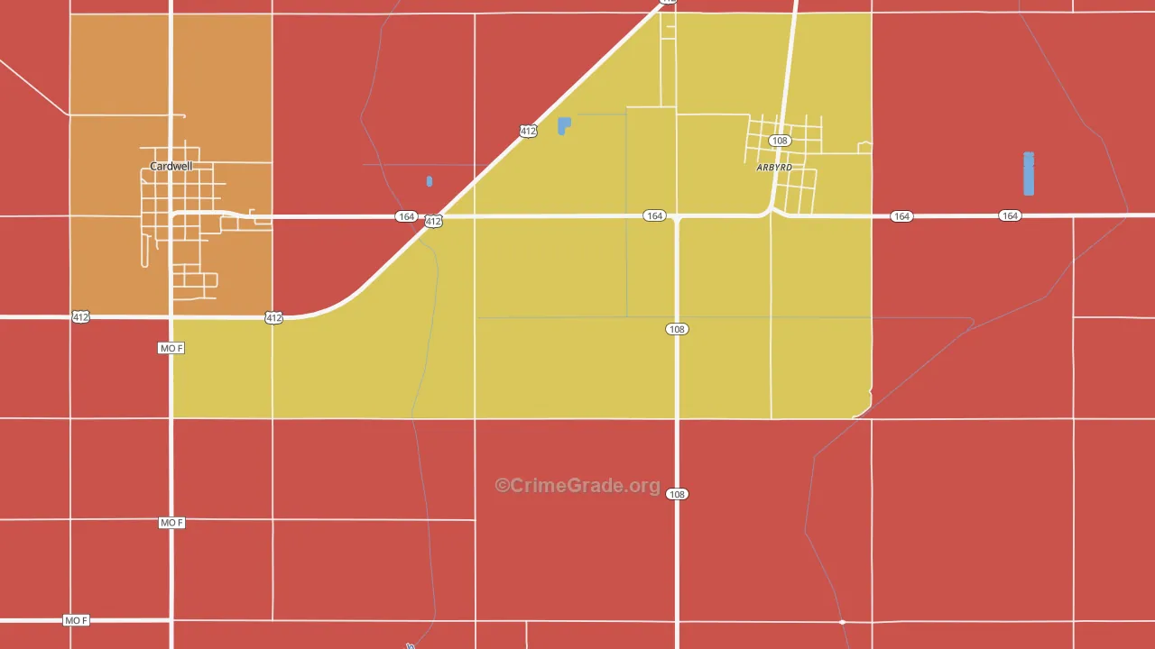 Arkmo, MO Map of Burglary Rates