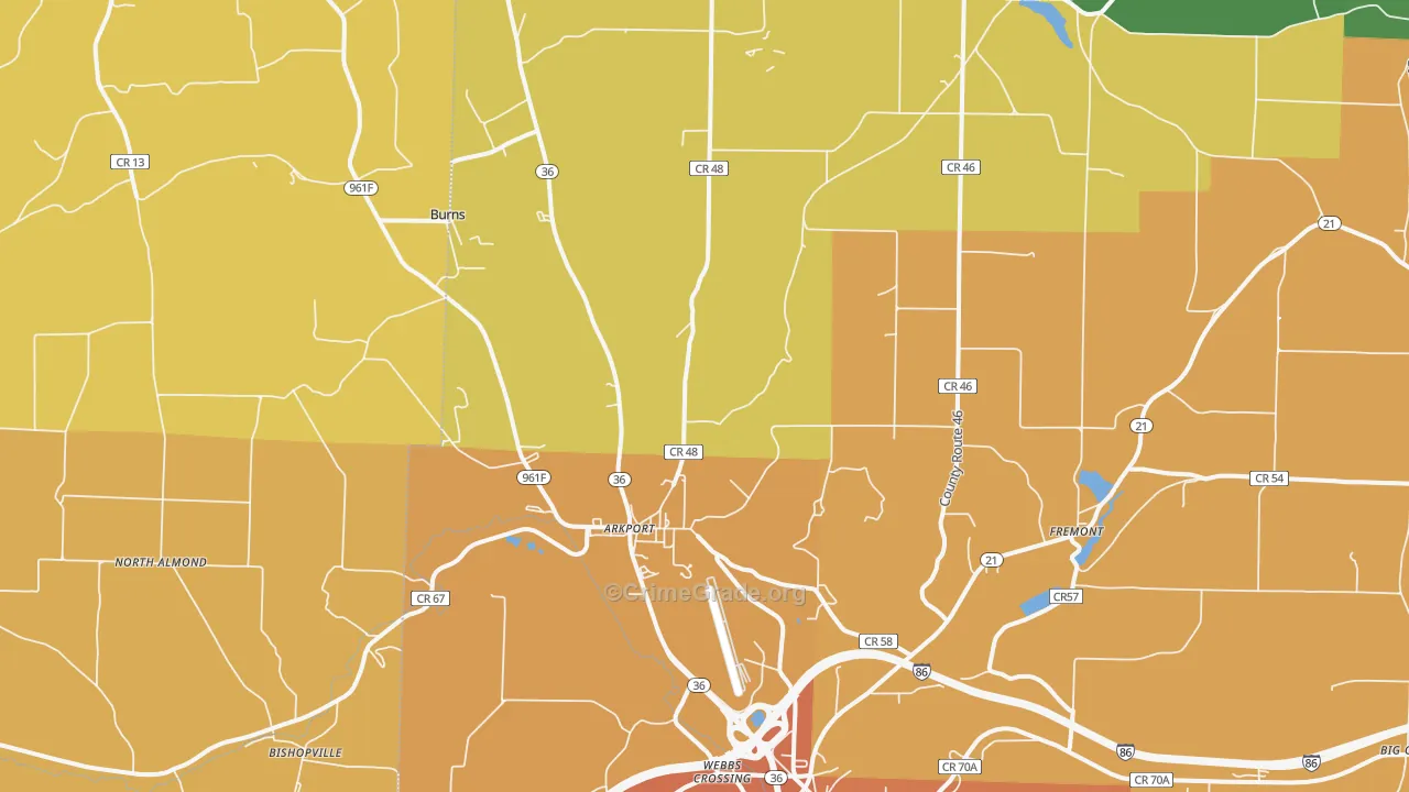 Arkport, NY Map of Burglary Rates
