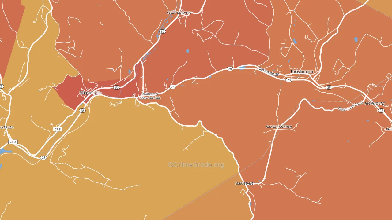 Arkville, NY Map of Burglary Rates