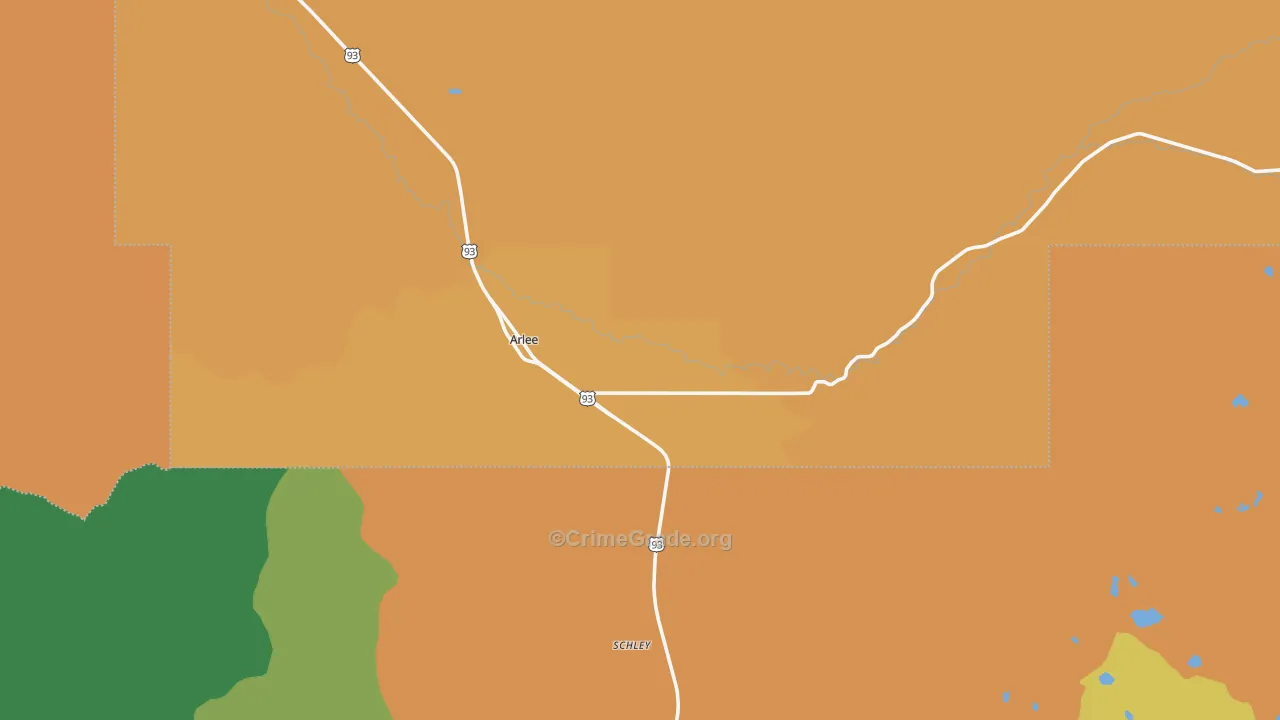 Arlee, MT Map of Burglary Rates