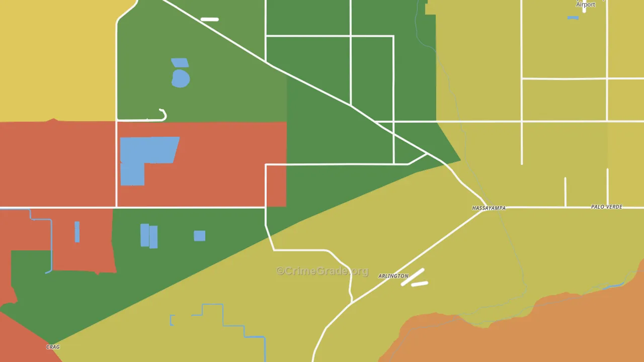 Arlington, AZ Map of Burglary Rates