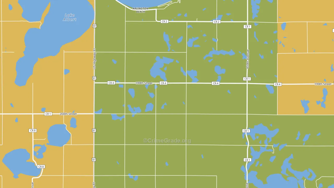 Arlington Beach, SD Map of Burglary Rates