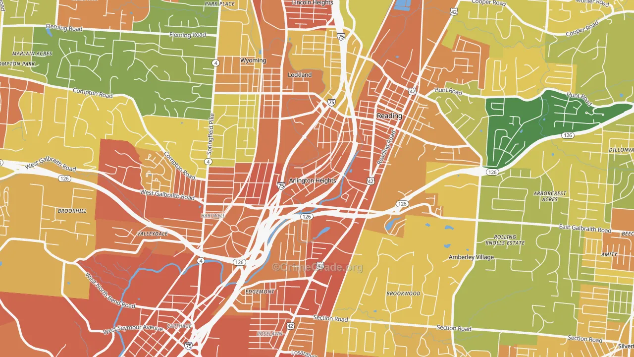 Arlington Heights, OH Map of Burglary Rates