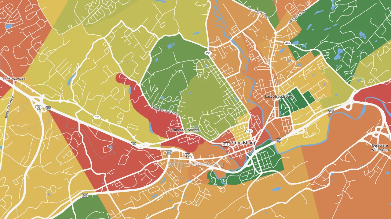 Arlington Heights, PA Map of Burglary Rates
