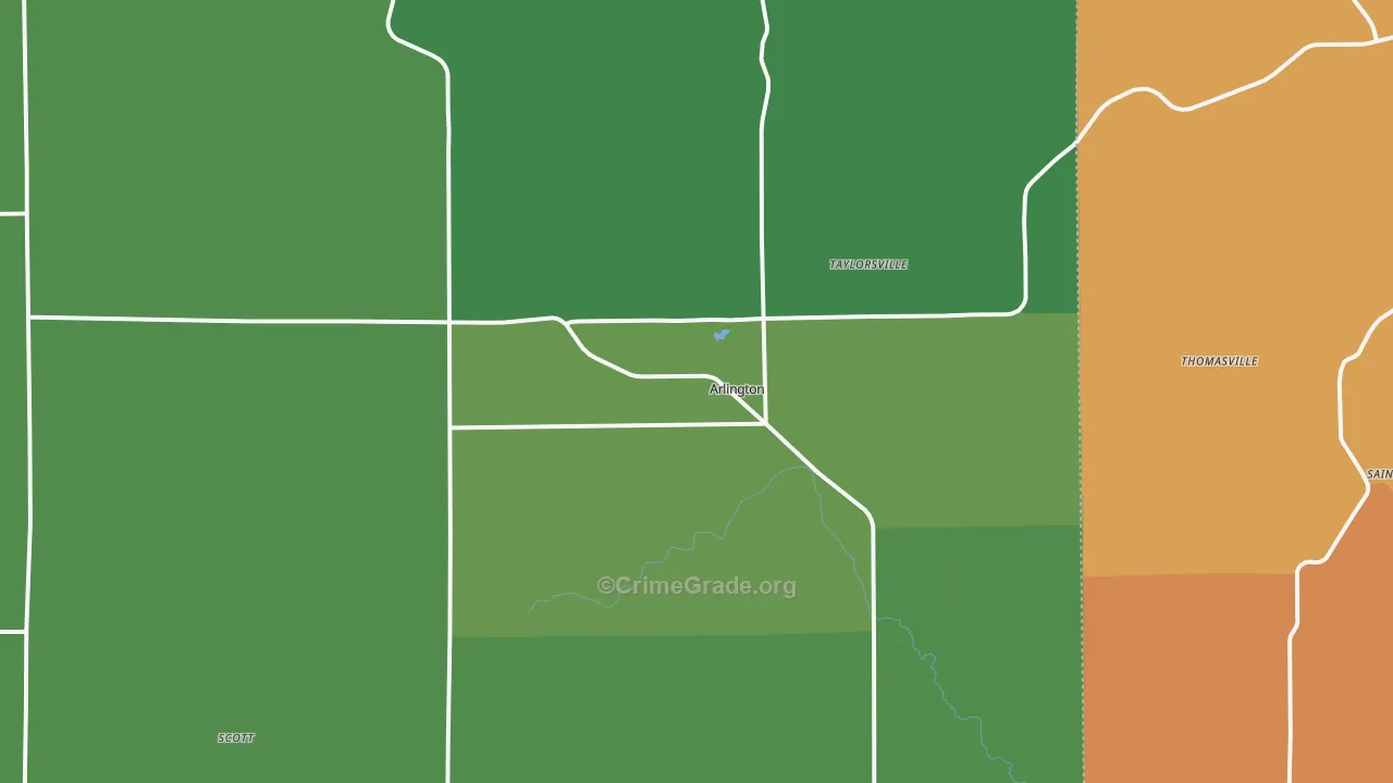 Arlington, IA Map of Burglary Rates