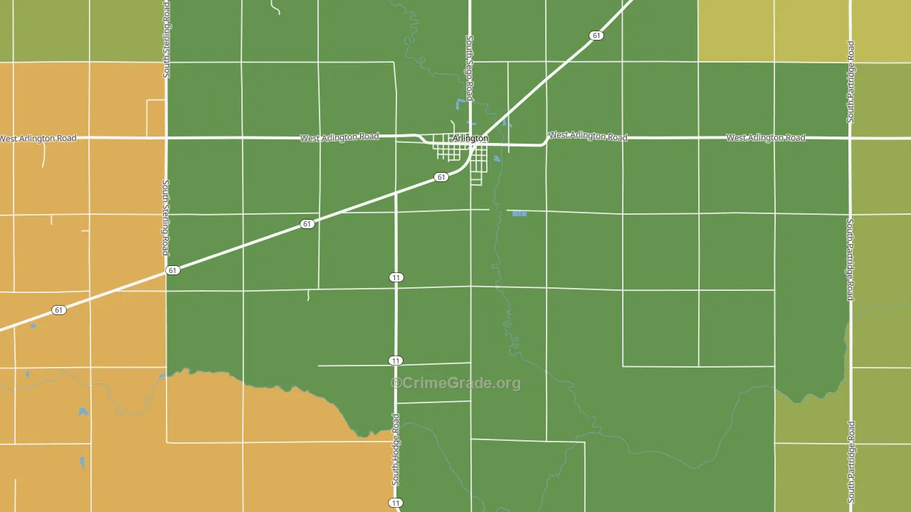 Arlington, KS Map of Burglary Rates