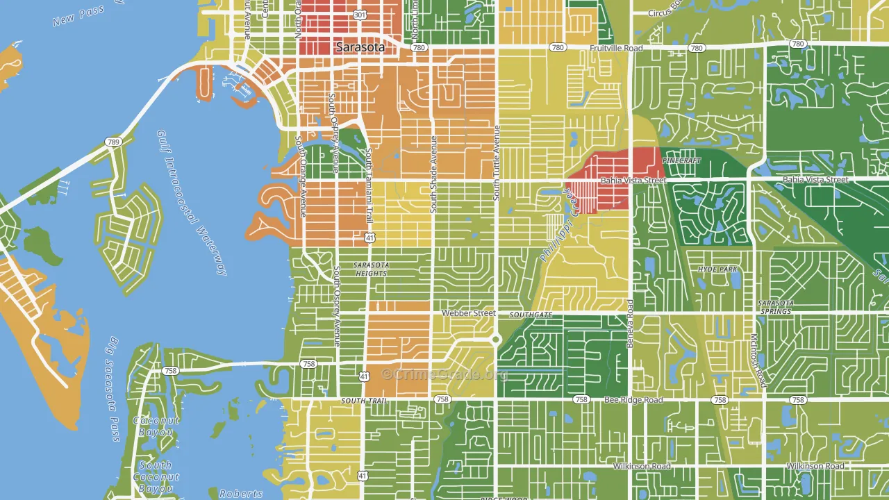 Arlington Park, Sarasota, FL Map of Burglary Rates