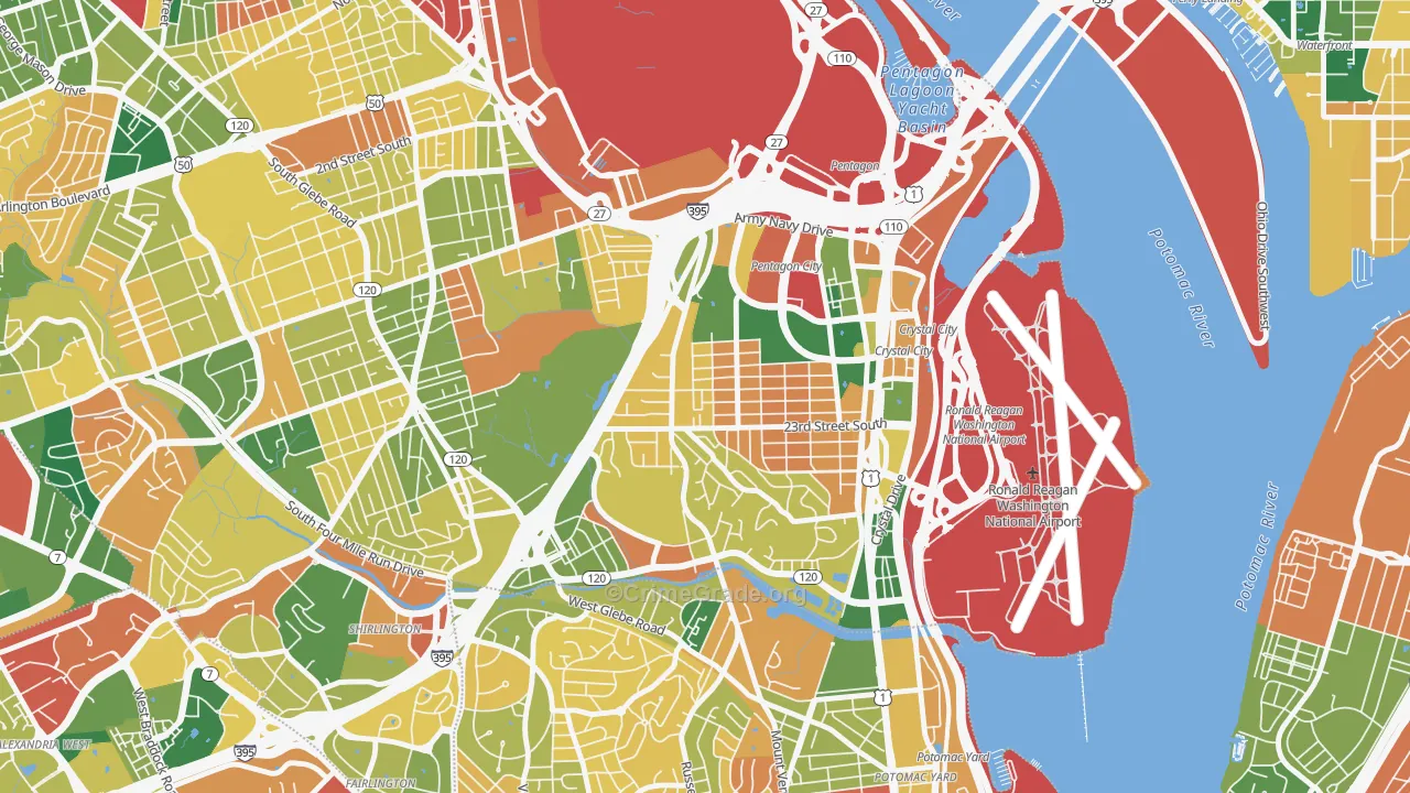 Arlington Ridge, Arlington, VA Map of Burglary Rates