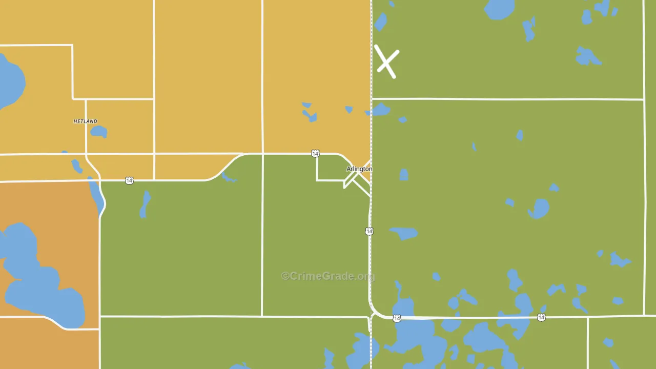 Arlington, SD Map of Burglary Rates