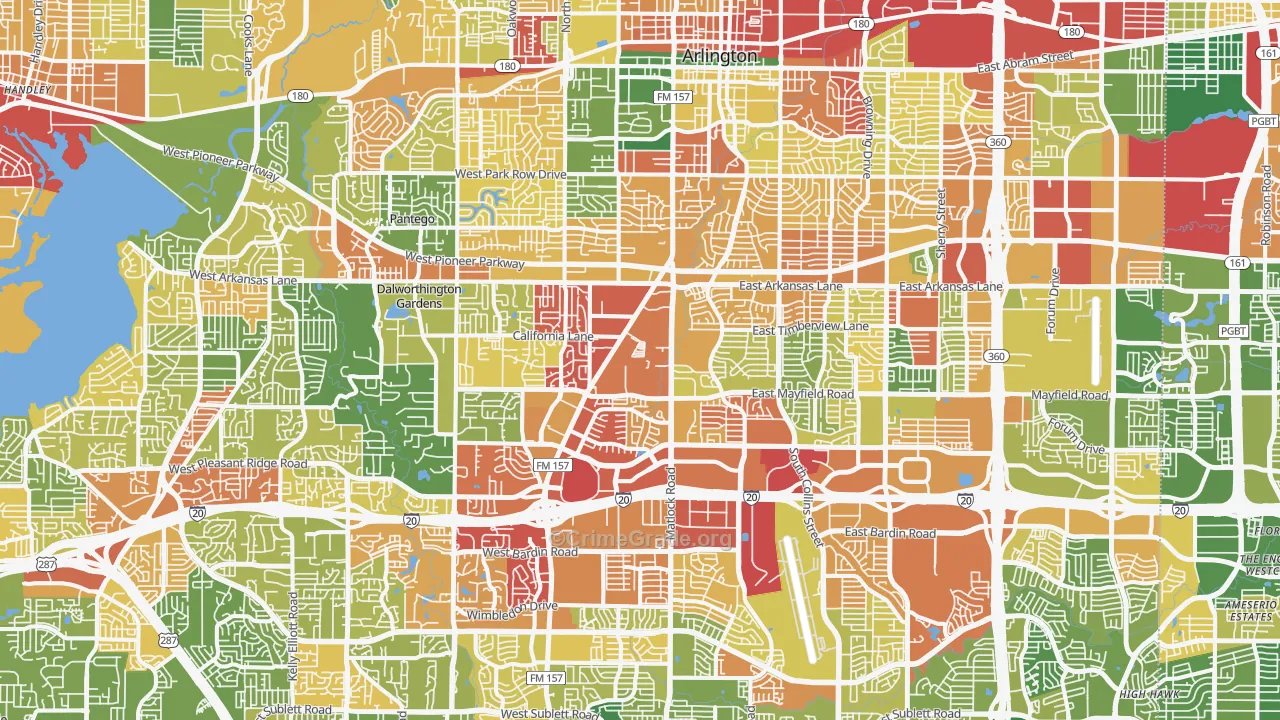 Arlington, TX Map of Burglary Rates