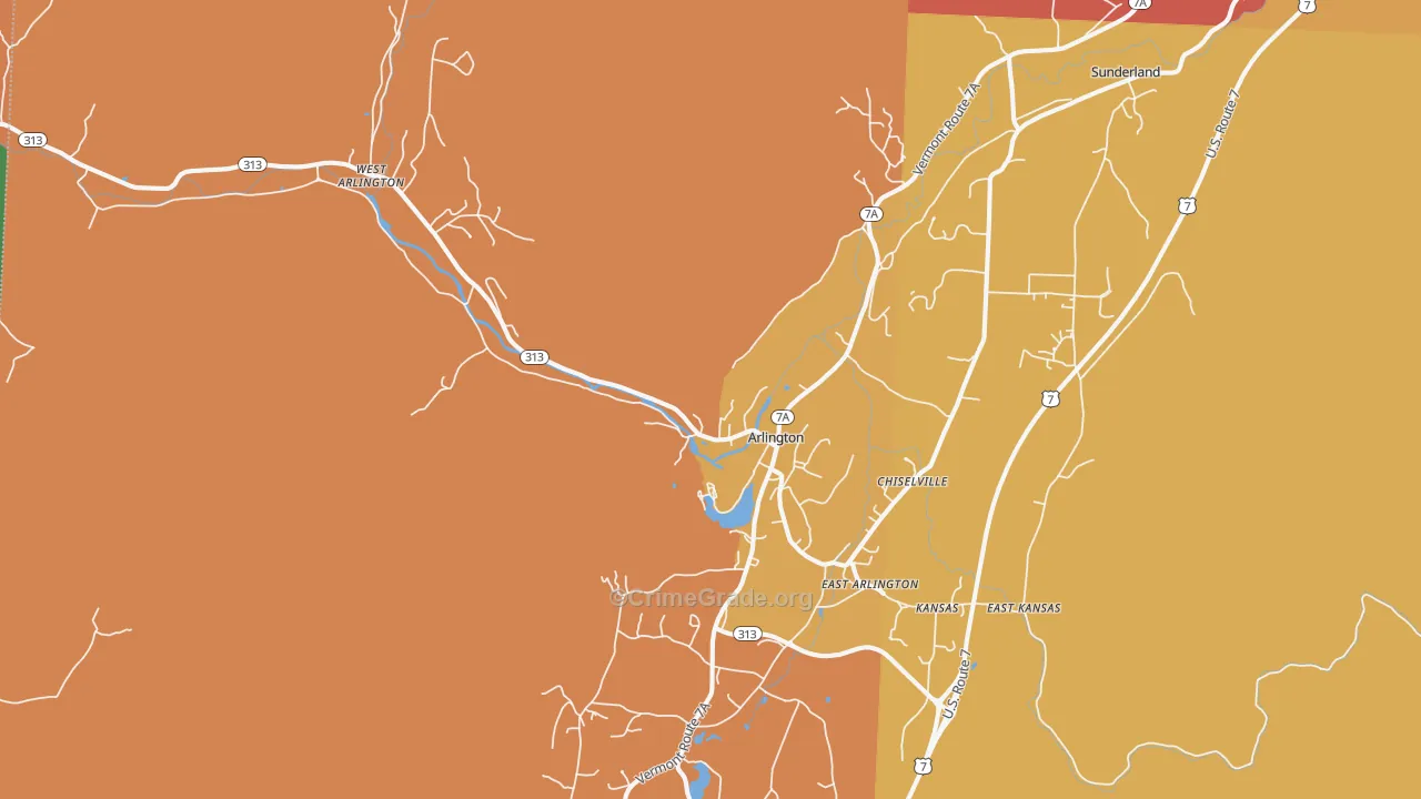 Arlington, VT Map of Burglary Rates