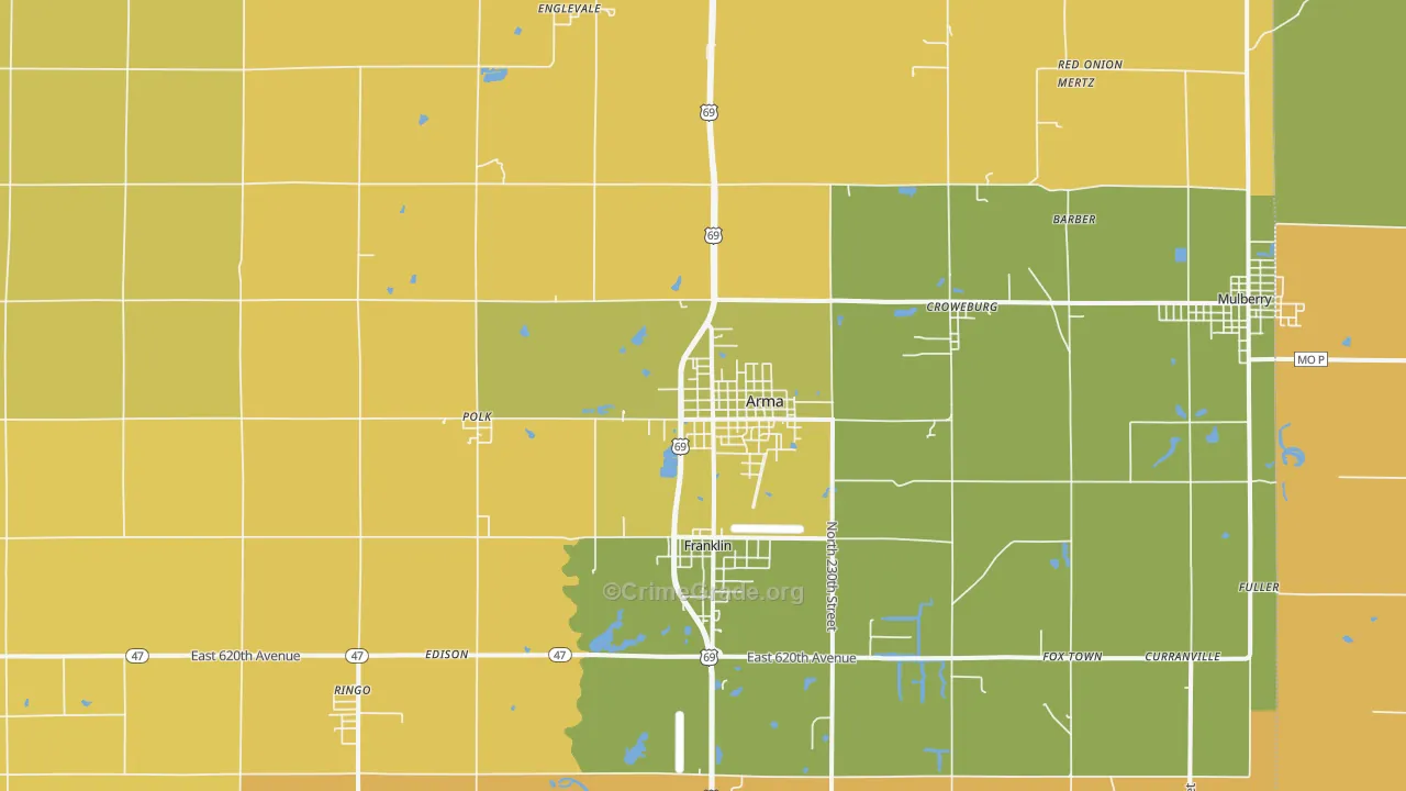 Arma, KS Map of Burglary Rates