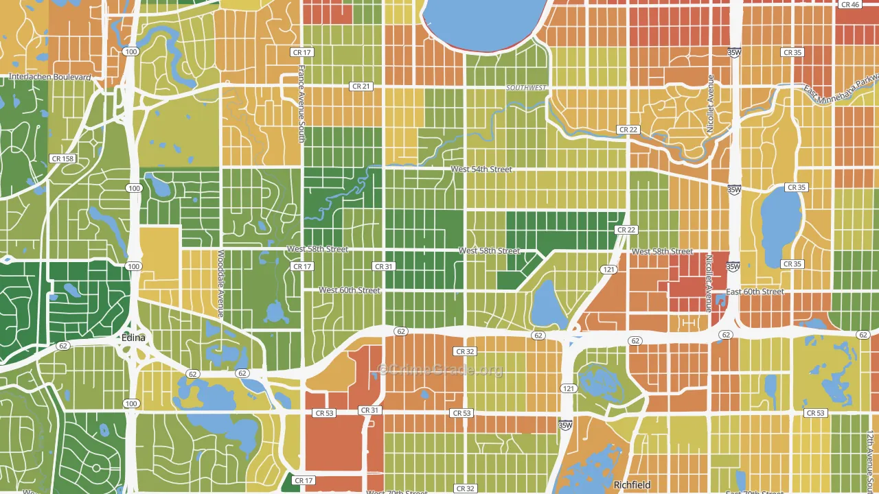 Armatage, Minneapolis, MN Map of Burglary Rates