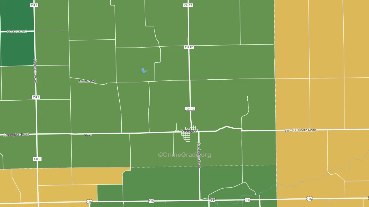 Armington, IL Map of Burglary Rates