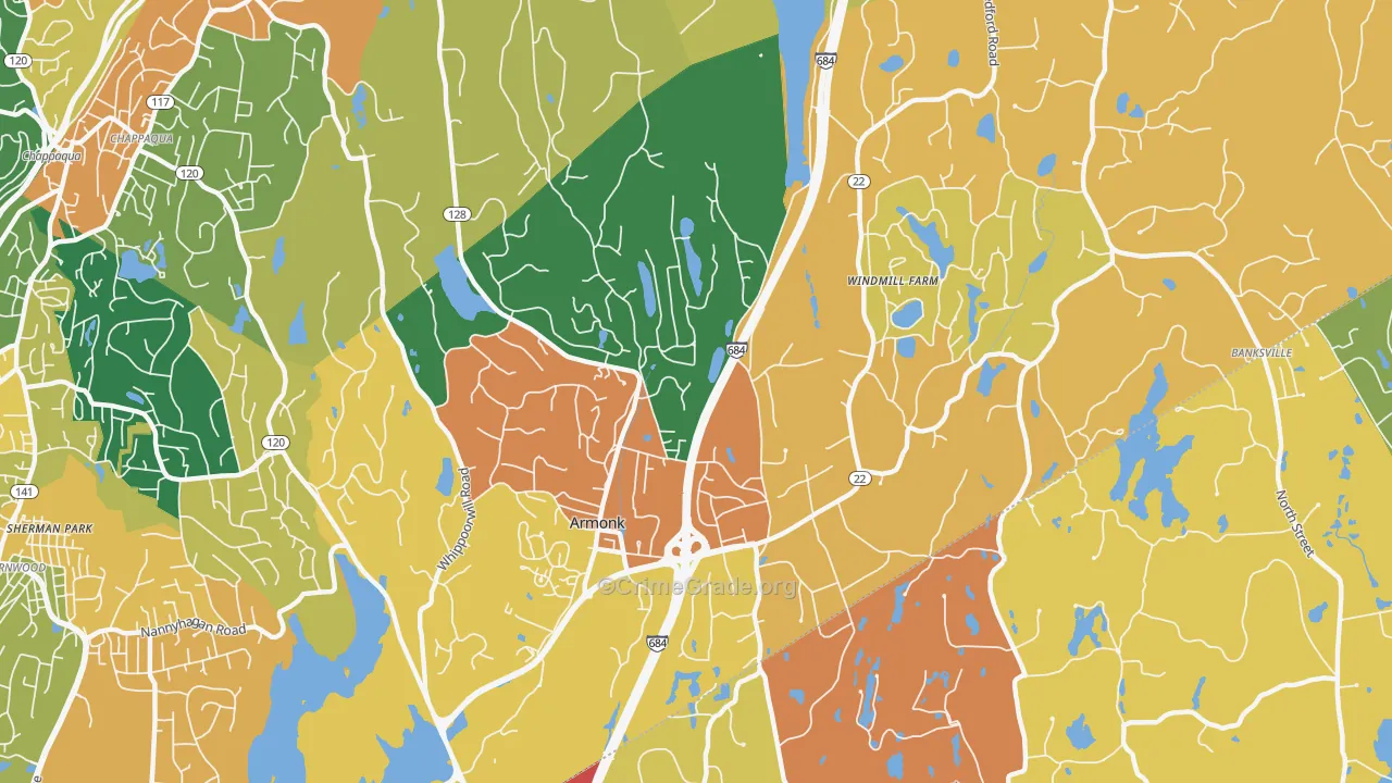 Armonk, NY Map of Burglary Rates