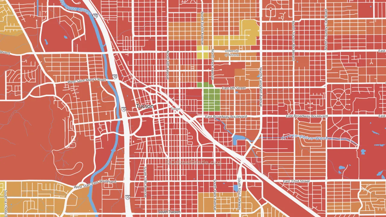 Armory Park, Tucson, AZ Map of Burglary Rates