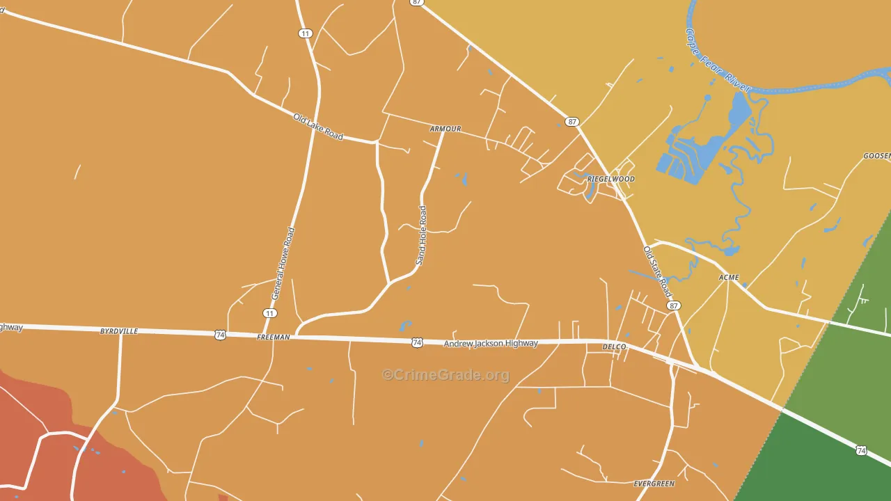 Armour, NC Map of Burglary Rates