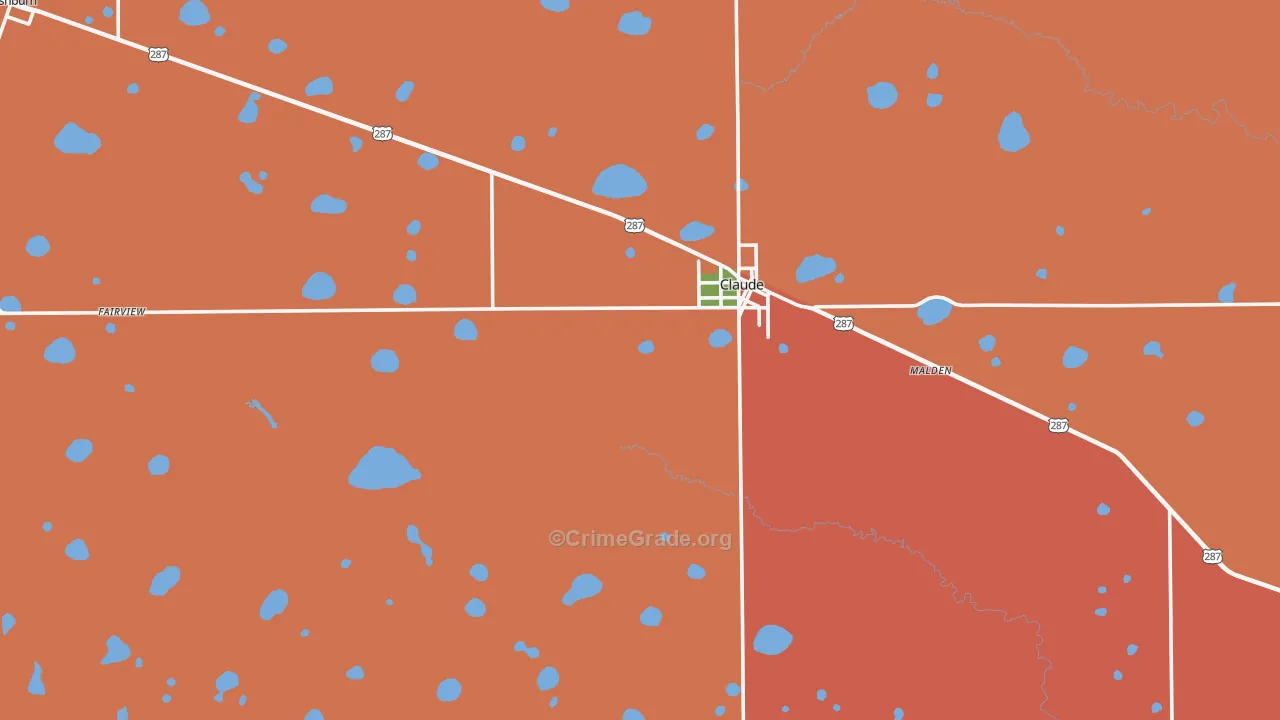 Armstrong County, TX Map of Burglary Rates