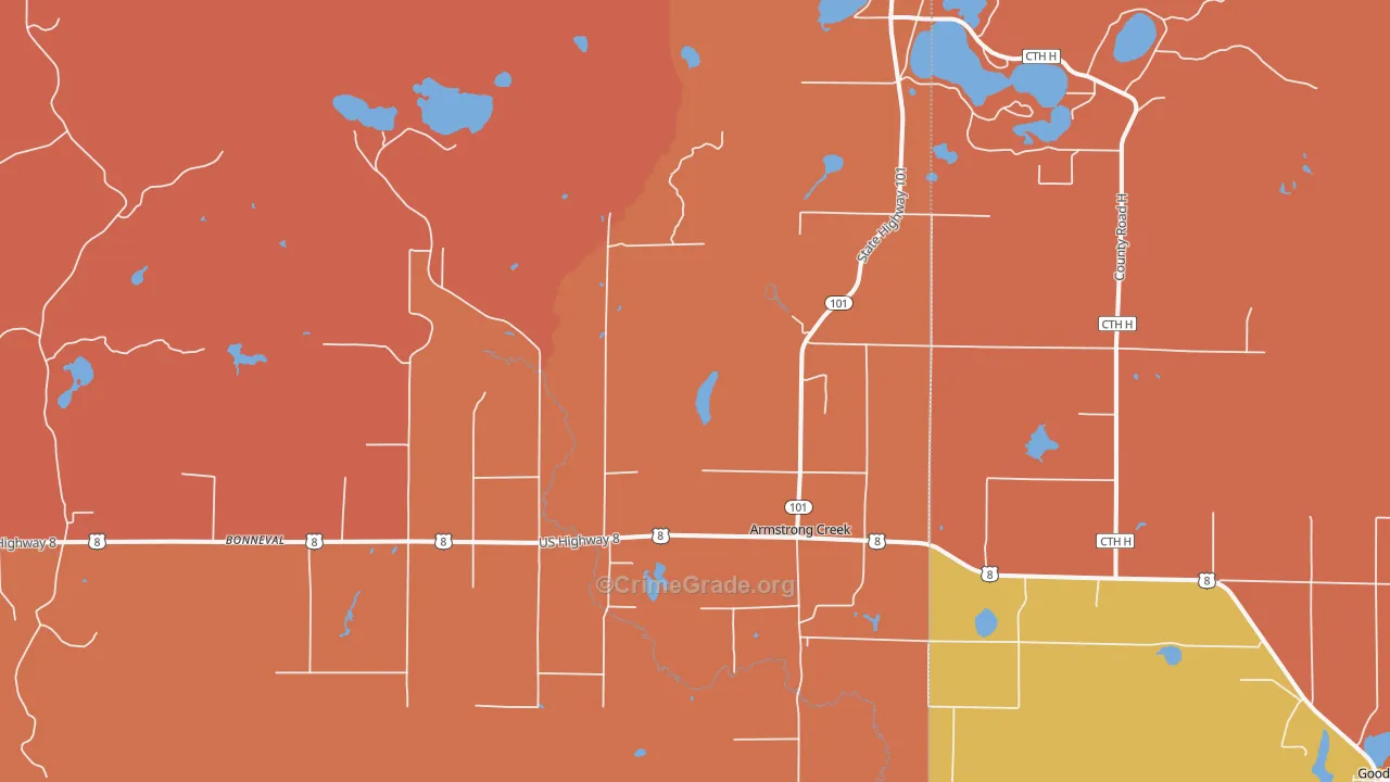 Armstrong Creek, WI Map of Burglary Rates