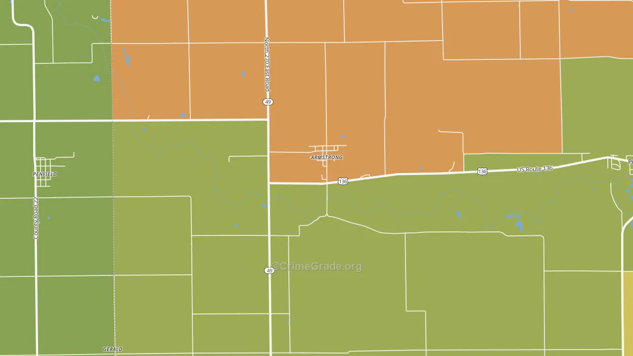 Armstrong, IL Map of Burglary Rates