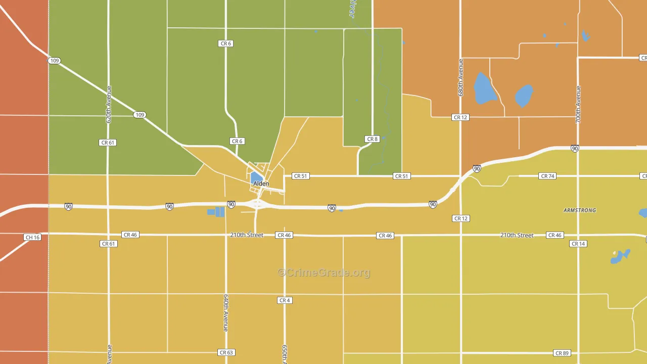 Armstrong, MN Map of Burglary Rates
