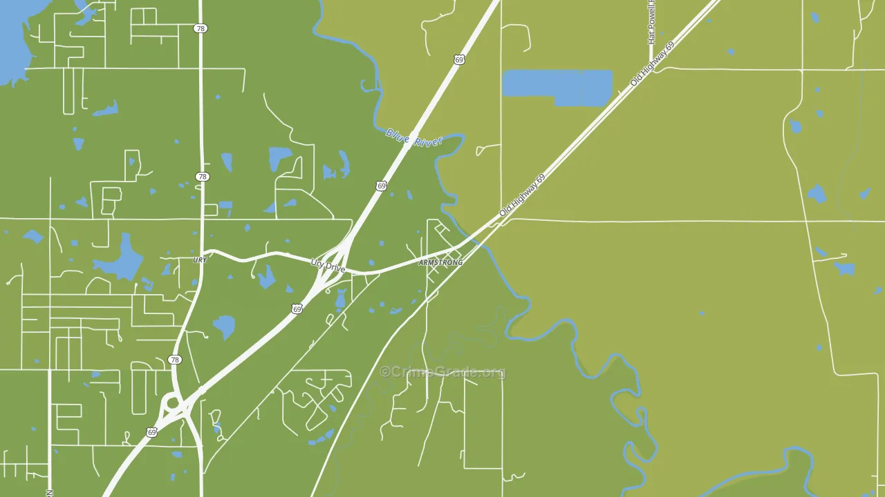 Armstrong, OK Map of Burglary Rates