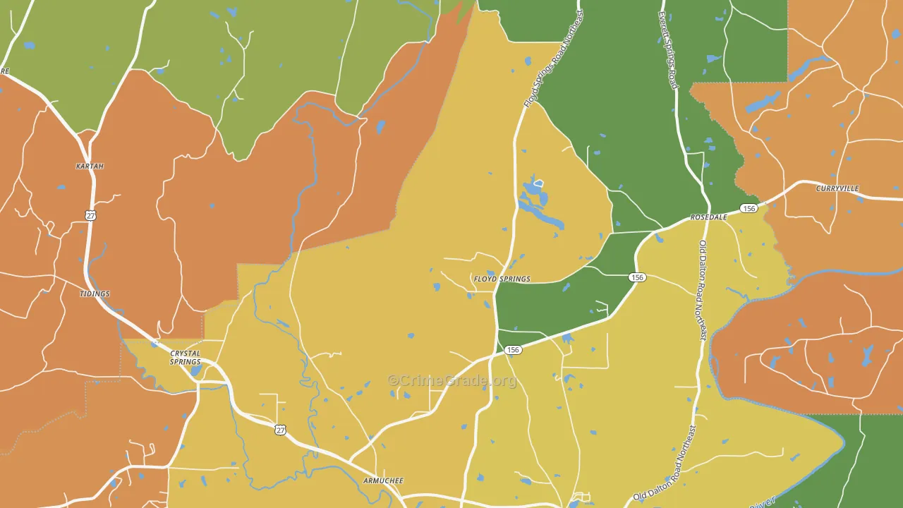 Armuchee, GA Map of Burglary Rates