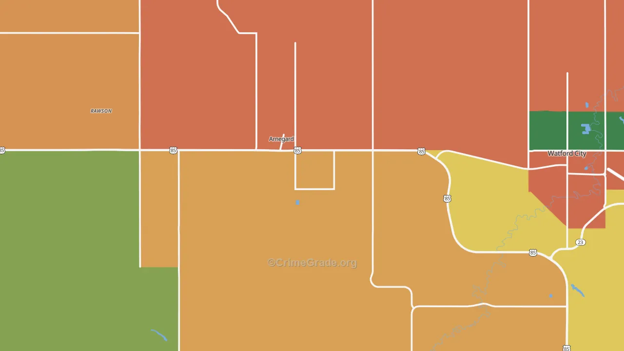 Arnegard, ND Map of Burglary Rates